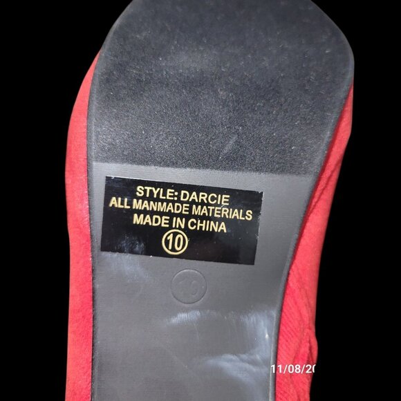 Women's Heel Ankle Boot Illude Casual Zip Up Bootie Suede Red  Round Toe Size 10 - Picture 7 of 9